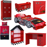 Set Formula 1 Car -7 piese (pat, lenjerie, noptiera, biblioteca, banca, birou, dulap)